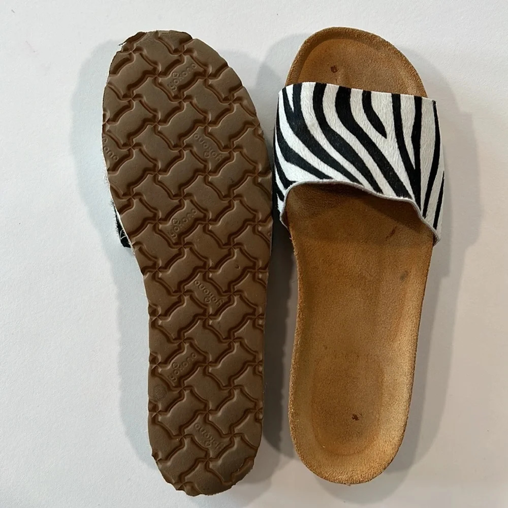 Yokono - 41, Zebra Cowhide Wedge Slides - image 5